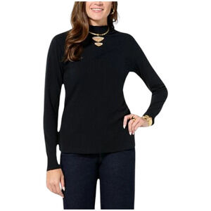 Christie Brinkley Women's Mock Neck Top Black - Regular